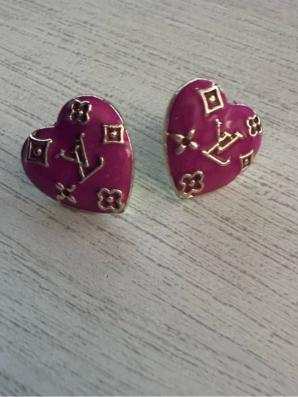 Heart shaped LV stud earrings!